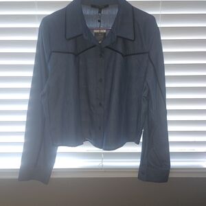 Women's Blue Button-Up Top